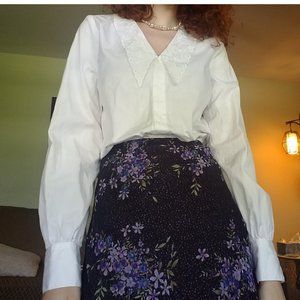 White Lace Collar Button Down.